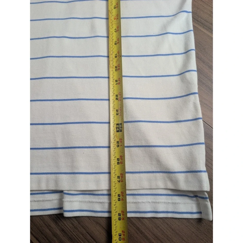 Polo Ralph Lauren Men's White & Blue Striped Short Sleeve Polo Shirt Size Medium